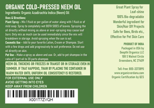 Vista 3 de Verdana Aceite de neem puro para plantas – 1 galón (128 onzas líquidas) – Orgánico, prensado en frío, sin refinar, sin OMG, espray 100% natural