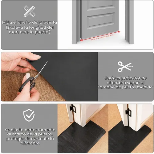 Vista 4 de Uross Protector de alfombra para mascotas, protector de alfombra de gato negro de 3.6 pies para puerta, antiarañazos debajo de la puerta