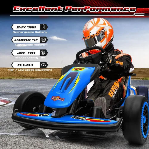Vista 2 de Go-Kart eléctrico de deriva para niños de 6 a 12 años, motor de 400 W de Azul