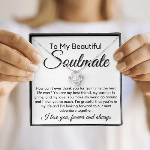 Vista 5 de to My Soulmate Love Knot Necklace - My Lovely Wife, Gifts for Girlfriend, Romantic Gifts for Her from Husband to Wife, Valentine's Day, for Wife BF1