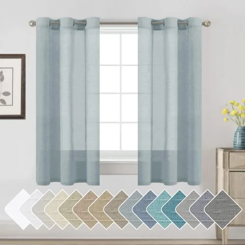 Vista 114 de H.VERSAILTEX Cortinas de lino de mezcla natural para sala de estar/cortinas de lino semitransparentes reductoras de luz de 54 pulgadas de largo