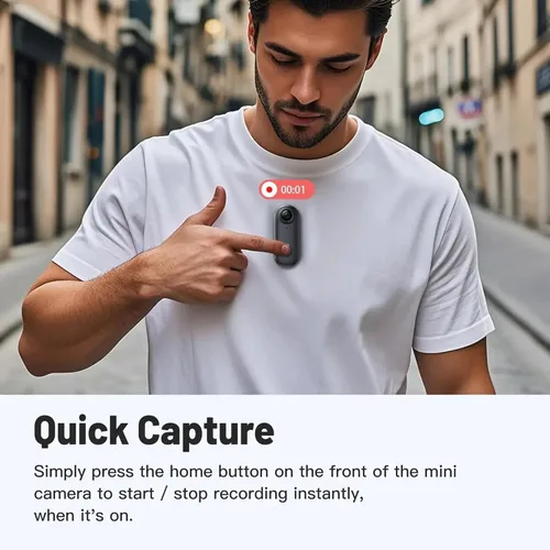 Vista 2 de JETO Mini cámara corporal HD 1080P, cámara portátil, clip giratorio de 360° y clip magnético, gran angular de 150°, 32G, funda impermeable