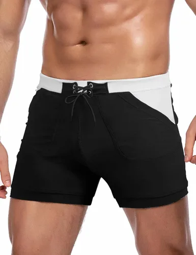 Vista 24 de COOFANDY Trajes de baño para hombre Slip de natación sexy Traje de baño de pierna cuadrada Traje de baño Short de natación Traje de baño con 4