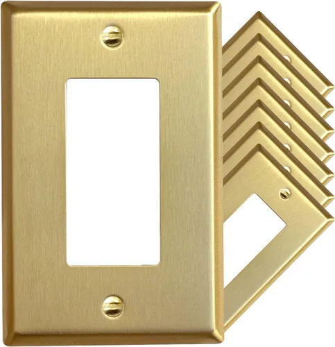 Vista 19 de Rio Salto BRASS Signature Collection MIDSIZE - Placa de pared de metal dorado para interruptor de luz o cubierta de tomacorriente, placa de pared
