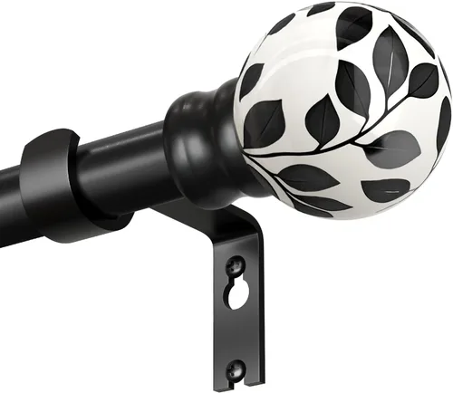 Vista 11 de Ceramic Black Curtain Rods for Windows 16 to 60 Inches Drapery Rods Adjustable Length Extendable Heavy Duty 1" Diameter iron Window Modern