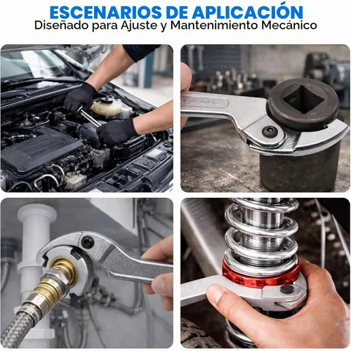 Vista 6 de Wadoy Herramienta de Llave de Gancho Ajustable en C, Cromo Vanadio 3/4-2"(19-51mm)+2-4 3/4"(51-121mm) Juego de Llaves - Utilizada para Apretar