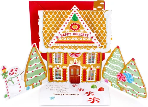 Vista 9 de Hallmark Tarjeta de Navidad desplegable Signature Paper Wonder (pan de jengibre)