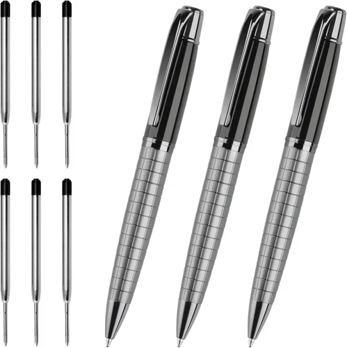 Vista 23 de Cambond Bolígrafos plateados – Bolígrafo giratorio de metal de tinta negra, punta media de 0.039 pulgadas para regalo, oficina, negocios, hombres