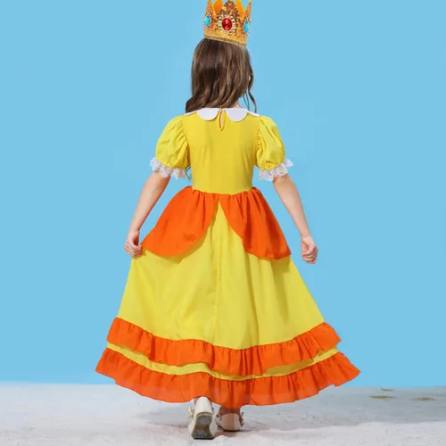 Vista 6 de LOEL Disfraz de melocotón de príncipes para niñas, disfraz de princesa melocotón para niña, disfraz de Hawlloween con accesorios