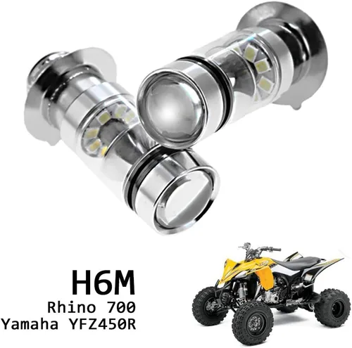 Vista 6 de Bombillas LED H6M para faros delanteros, 100 W, 6000 K, color blanco, para Honda CRF RANCHER Kawasaki BAYOU PRAIRIE Yamaha YFZ450R Rhino 700 Raptor