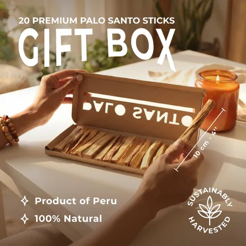 Vista 2 de Barra de incienso Almacura Palo Santo Premium (20), incienso para sahumado de alta resina, madera pura de palo santo certificada de Perú. Cosecha