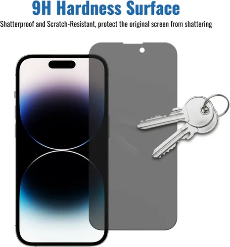Vista 4 de Paquete de 3 protectores de pantalla de privacidad para iPhone 14 Pro Max [6,7 pulgadas], protección de sensor, compatible con Dynamic Island