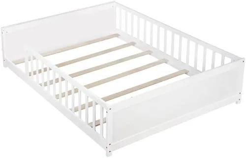 Vista 8 de Bellemave Cama Montessori de tamaño matrimonial con tablillas Blanco
