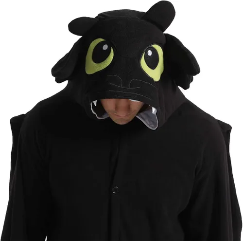 Vista 4 de dressfan Mameluco de dragón de animal disfraz de Navidad Halloween pijamas unisex para adultos adolescentes blanco y negro Blanco