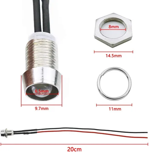 Vista 2 de 18 luces LED indicadoras DC12V para tablero direccional ultra brillante de 0.315 in, bombillas LED piloto lámpara de señal para coche, camioneta
