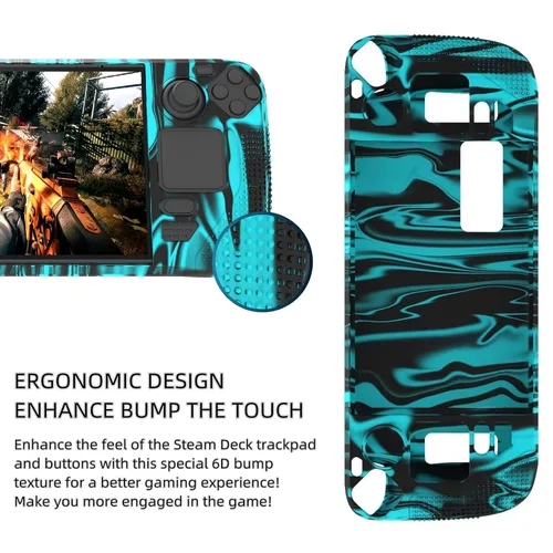 Vista 5 de LENBOKEN Case for Steam Deck Protector Skin Full Silicone Protective Soft Cover Shockproof Non Slip and Anti Scratch Accessories for Stream Deck