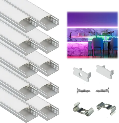 Vista 11 de Muzata Paquete de 5 canales de tira LED plateados de 3.3 pies con difusor