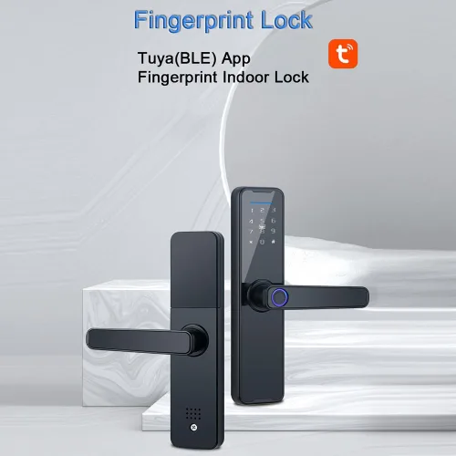 Vista 7 de Tuya Smart Lock - Cerradura de puerta con huella digital y teclado con asa, cerrojo electrónico, compatible con la aplicación Tuya