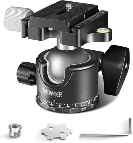Vista 8 de NEEWER 28mm Junta de Bola de Trípode de Bajo Perfil con Rotación Panorámica de 360°, Placa de Liberación Rápida de 1/4" Tipo Arca y Nivel