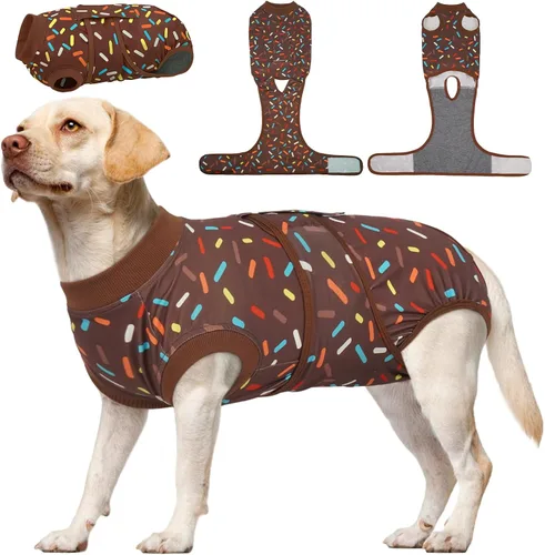 Vista 57 de Kuoser Traje de cirugía para perro, cómodo traje de recuperación para perras, mameluco protector posoperatorio, alternativa suave al cuello E