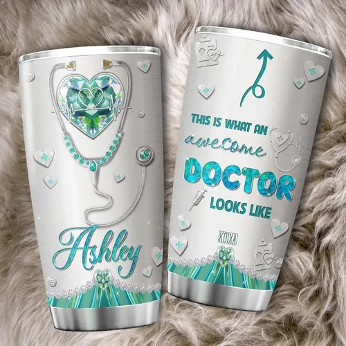 Vista 5 de Vaso personalizado Cool Things For Doctors This Is What An Awesome Doctor Looks Like Taza de acero inoxidable Medical MD regalos para hombres