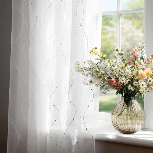 Vista 37 de Deconovo - Cortinas transparentes con filtro de luz de 84 pulgadas de largo Plata