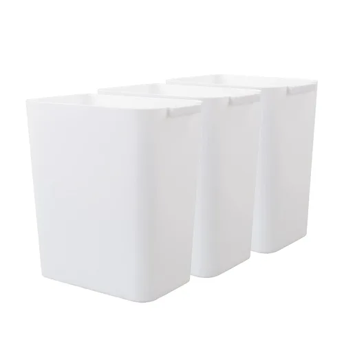 Vista 11 de Paquete de 3 cubos de basura negros de 4.5 galones, contenedor de basura Construcción de plástico resistente, forma rectangular que ahorra