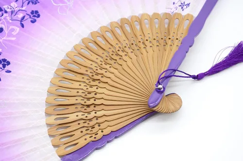 Vista 6 de OMyTea abanicos de mano de seda con marco de bambú para mujer de 8,27 pulgadas (21 cm), con estuche de tela protector para regalo, estampado