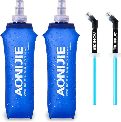 Vista 16 de TRIWONDER Botellas de agua plegables de poliuretano termoplástico sin BPA, frasco plegable para mochila de hidratación - Ideal para correr