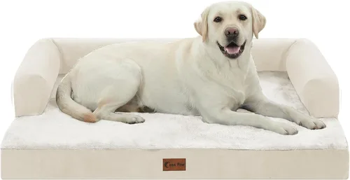 Vista 34 de Cama ortopédica para perros extragrandes, cama de espuma XL con forma de caja de huevos impermeable con lados 45x35 pulgadas, cama de sofá