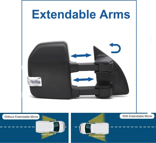 Vista 3 de JZSUPER [Estilo mejorado] Espejos de remolque aptos para camioneta Ford Super Duty F250 F350 F450 F-550 1999-2016, plegado manual, ajuste manual