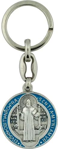 Vista 5 de VILLAGE GIFT IMPORTERS Llavero de San Benito Cinco hermosos diseños Hecho en Italia Tono dorado y azul
