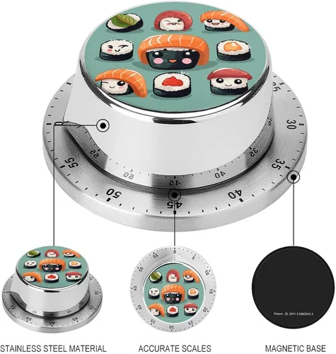 Vista 3 de Temporizadores de cocina de sushi, temporizador manual de 60 minutos con alarma fuerte, respaldo magnético, temporizadores de cocina mecánicos,