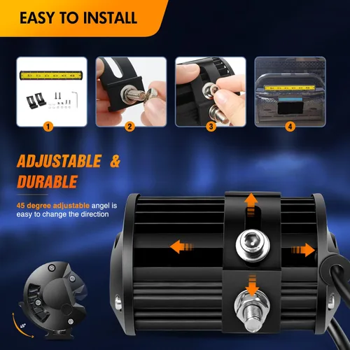 Vista 8 de GOOACC Barra de luz LED de 20 pulgadas, 420 W, ámbar, súper brillante, combo de triple fila de luz difusa y concentrada, 42000 lm, luz de trabajo
