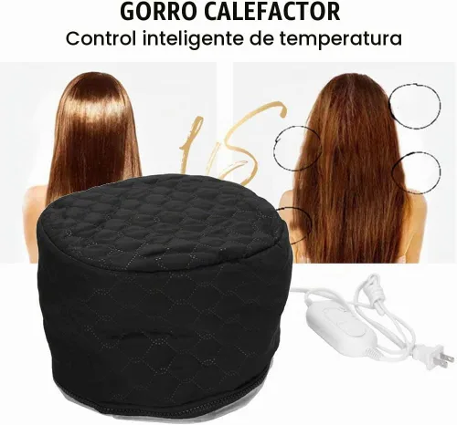 Vista 2 de Gorra eléctrica para el cabello, gorra térmica para el cuidado del cabello, sombrero ajustable para el tratamiento de aceite caliente con 3 modos
