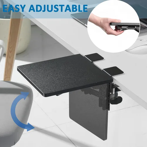 Vista 3 de ETHU Bandeja Extensible para Escritorio, 23.9 cm x 23.1 cm Ergonómico Reposabrazos para Computadora para Escritorio, Gaveta para Teclado Plegable