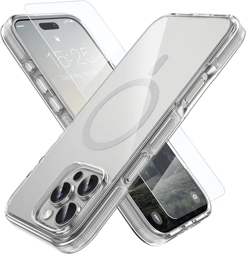 Vista 13 de MILPROX Compatible con iPhone 16 Pro Funda – con protector de pantalla – Compatible con MagSafe – Diseño magnético claro transparente – Que no se