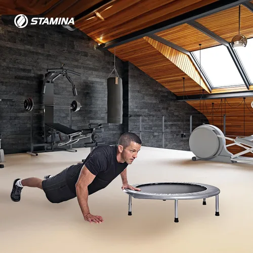 Vista 7 de Stamina 36" Foldable Mini Trampoline Rebounder for Adults with Smart Workout App, Black - Portable Fitness Equipment for Home Gym, Cardio and