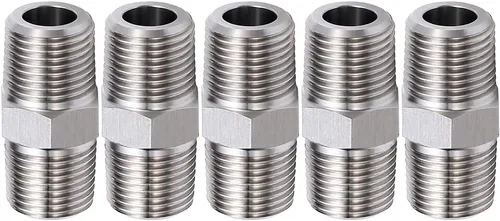 Vista 6 de Boquilla hexagonal NPT macho de 1 pulgada a macho de 1 pulgada, accesorios de tubería roscados de acero inoxidable 304 (paquete de 2)