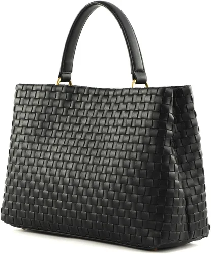 Vista 4 de GUESS Bolso tejido Lisbet, Estampado negro floral, Bolso Lisbet con 2 compartimentos