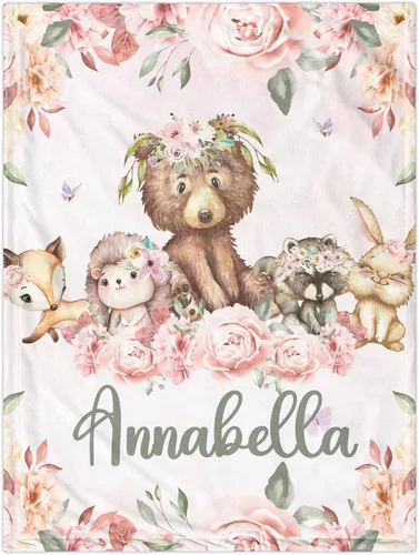 Vista 14 de J&SBGFT Manta de bebé niña personalizada, manta de recepción de elefante, regalo personalizado de artículos esenciales para recién nacidos, 30 x 40