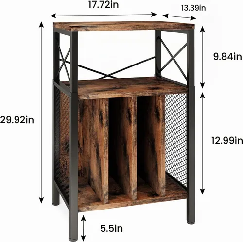 Vista 8 de Soporte para tocadiscos de 3 niveles, tocadiscos de almacenamiento de discos de vinilo para discos de vinilo, mesa de tocadiscos con capacidad
