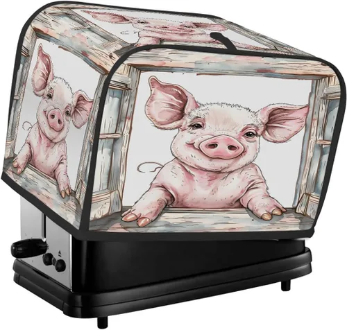 Vista 26 de Funda para tostadora de animales de gallo, 2 rebanadas, protección contra el polvo y las huellas dactilares, fundas para pan, fundas lavables