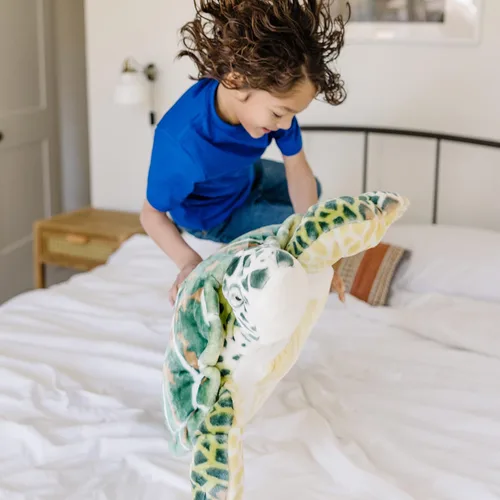 Vista 3 de Melissa & Doug Tortuga de mar gigante, animal de peluche realista (casi 3 pies de largo)
