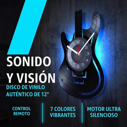 Vista 3 de Reloj de pared de guitarra de 12 pulgadas con 7 modos luminosos, regalo Con luz