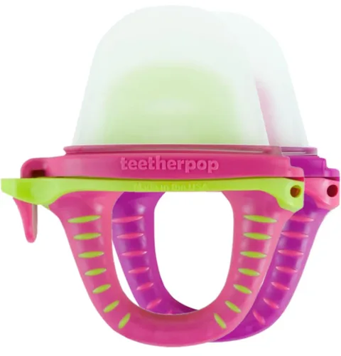 Vista 17 de Teetherpop Mordedor de silicona rellenable para bebés – Moldes de paletas de leche materna para la dentición con ranuras antiderrame – Mordedores
