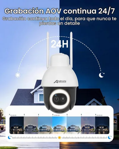 Vista 2 de ANRAN Cámara de seguridad solar de grabación 24/7 al aire libre