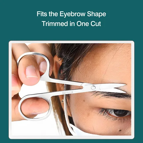 Vista 4 de Juego de 4 tijeras de pelo facial curvadas y redondeadas para hombres y mujeres, tijeras de corte de bigote, nariz, barba, cejas, pestañas y orejas