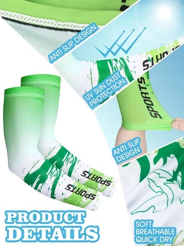 Vista 4 de 6 pares de mangas de brazo de protección solar UV manga deportiva de enfriamiento antideslizante de seda de hielo para hombres y mujeres