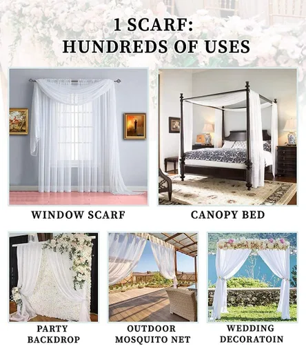 Vista 7 de Warm Home Designs Paquete de Tela para Arco de Boda Tiene 2 Scarves de 216 Pulgadas (18 Pies) en Tela Azul Marino y Blanco para Ceremonia de Boda